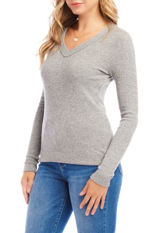 Shop Karen Kane V-neck Brushed Rib Top In Gray