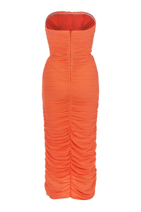 Shop Nocturne Sparkly Draped Dress In Salmon