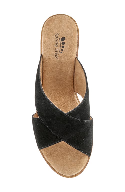 Shop Spring Step Blanchar Platform Sandal In Black Suede