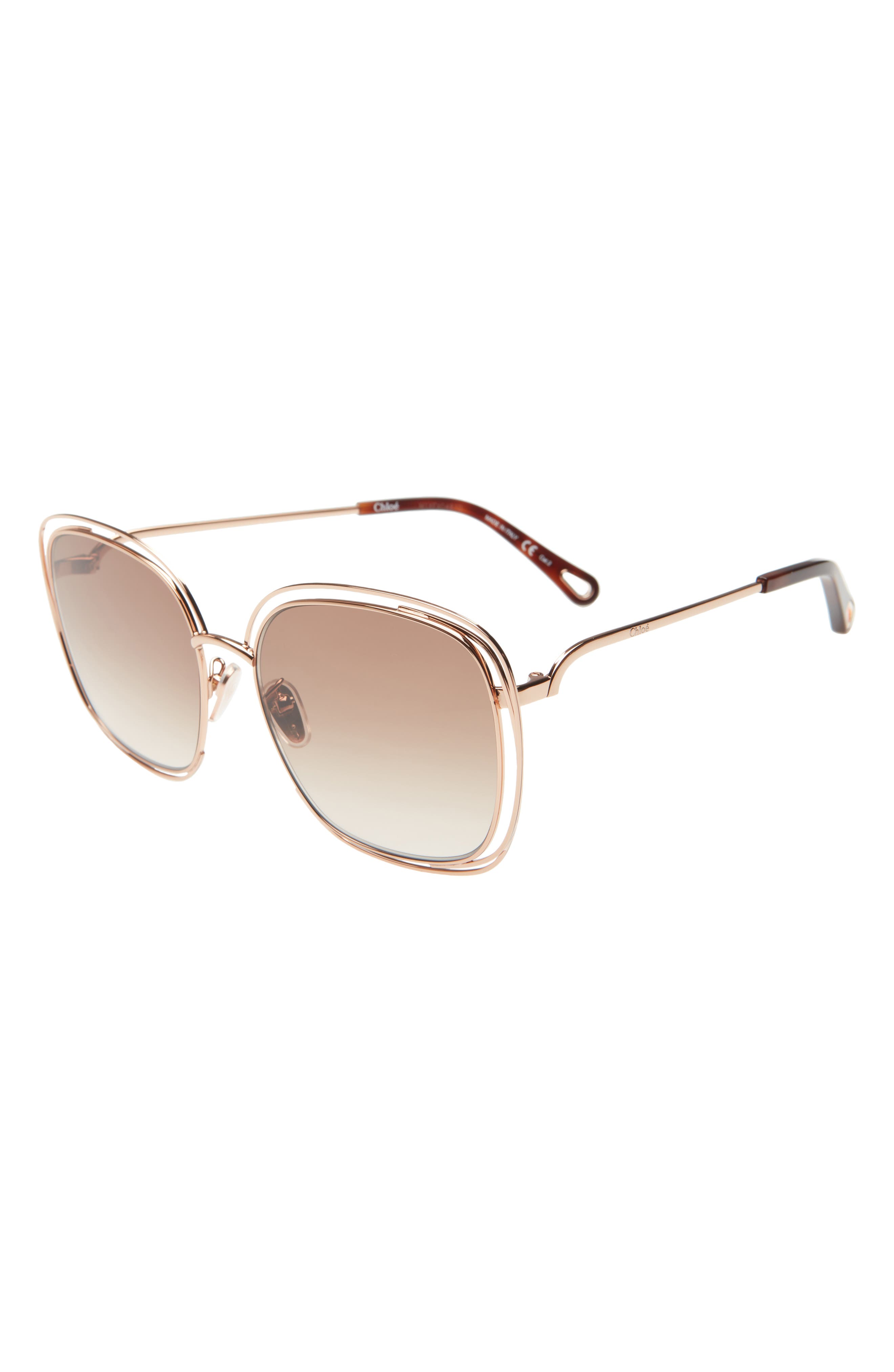 chloe 58mm square aviator sunglasses