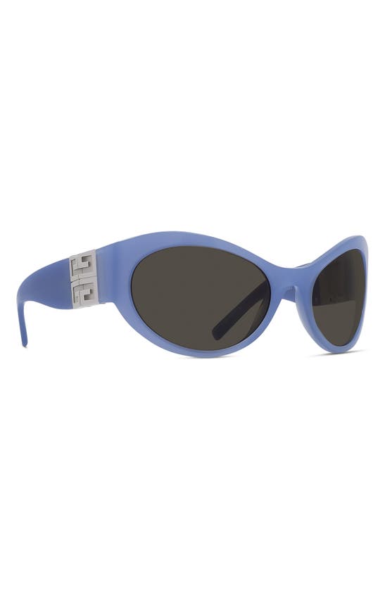 Shop Givenchy 4g 63mm Oversize Cat Eye Sunglasses In Shiny Blue / Brown