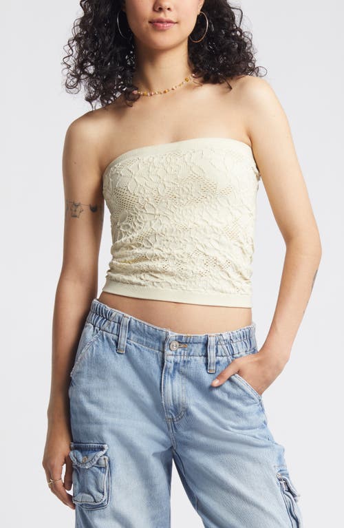 Textured Floral Tube Top in Ivory Dove