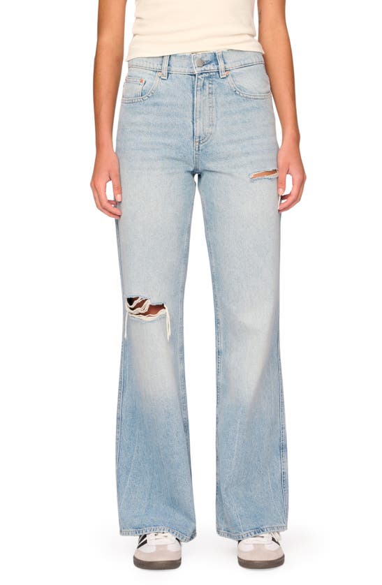 Shop Dl1961 Desi High Waist Ripped Wide Leg Jeans In Fountain (vintage)