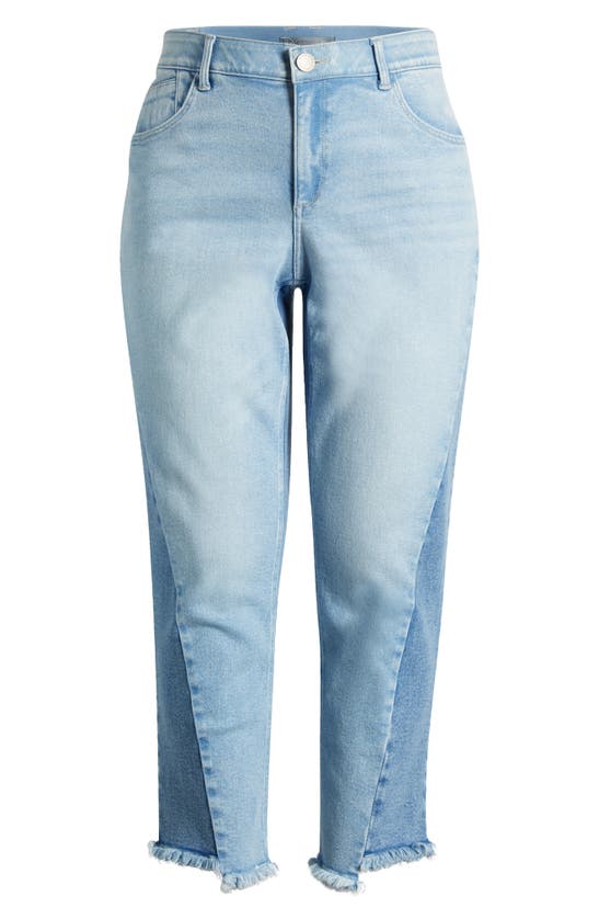 Shop Wit & Wisdom 'ab'solution Frayed Twist Seam High Waist Straight Leg Jeans In Light Blue/ Blue