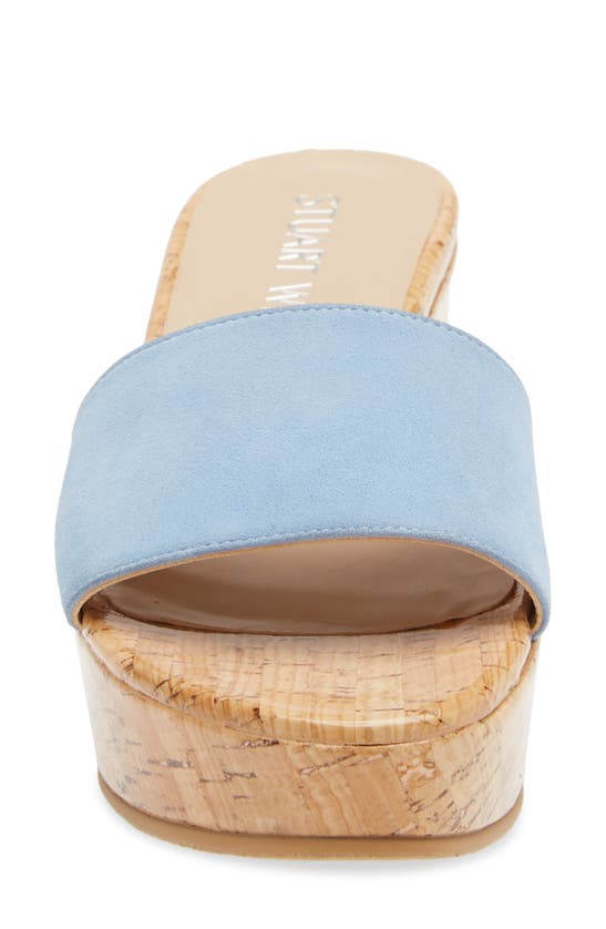 Stuart Weitzman Summer Slide Wedge Mid Heel Sandals In Cornflower-suk