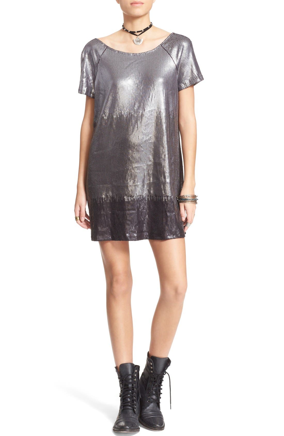 free people sequin t shirt dress