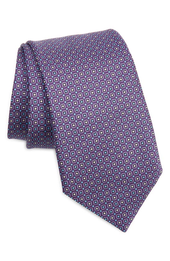 Shop Zegna Geometric Silk Tie In Med Purple Fan