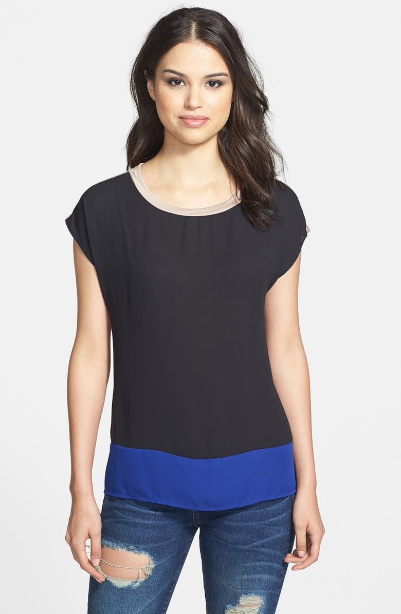 Pleione Colorblock Woven Front Top | Nordstrom