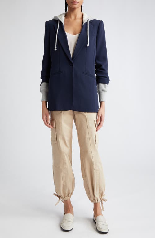 Cinq À Sept Hooded Khloe Blazer Jacket In Navy In Navy/heather Grey