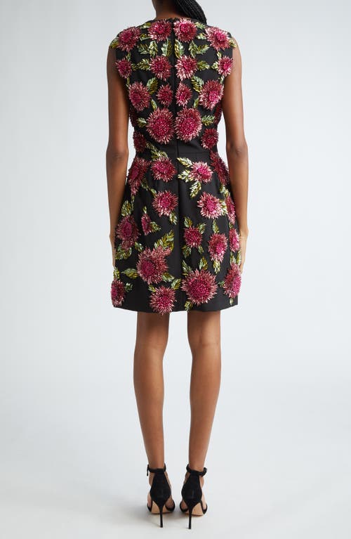 LELA ROSE LELA ROSE FLORAL CRYSTAL EMBELLISHED SLEEVELESS DRESS 