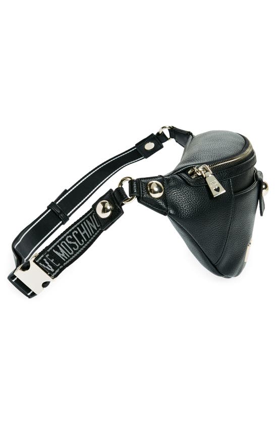 Shop Love Moschino Borsa Nero Faux Leather Belt Bag In Black