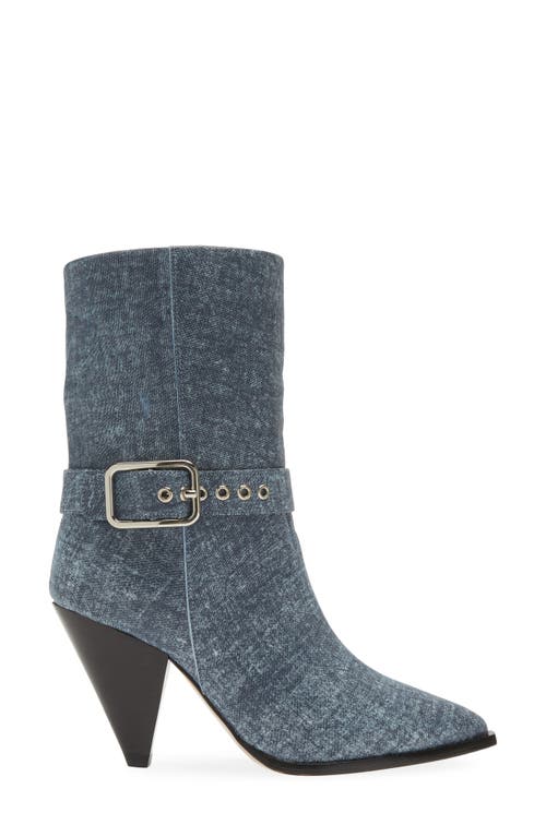 Shop Avec Les Filles Romy Buckle Bootie In Denim