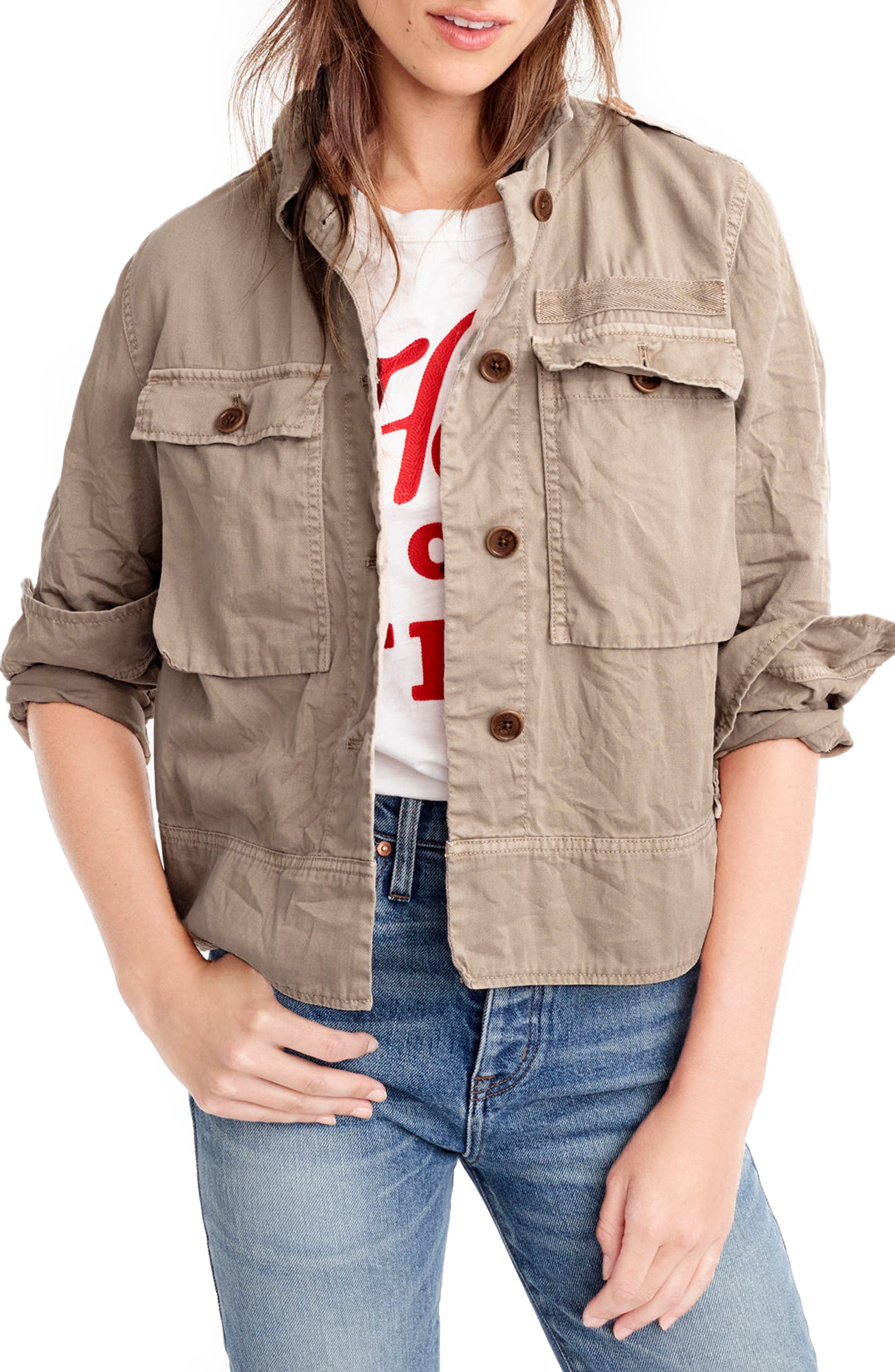 J.Crew Garment Dyed Safari Shirt Jacket (Regular & Petite) | Nordstrom