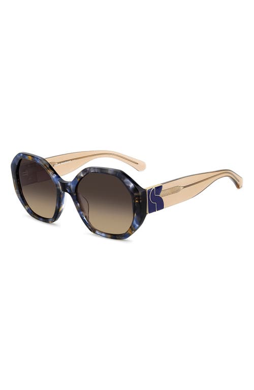 Kate Spade New York Flynnie 54mm Geometric Sunglasses In Blue Havana/grey Brown