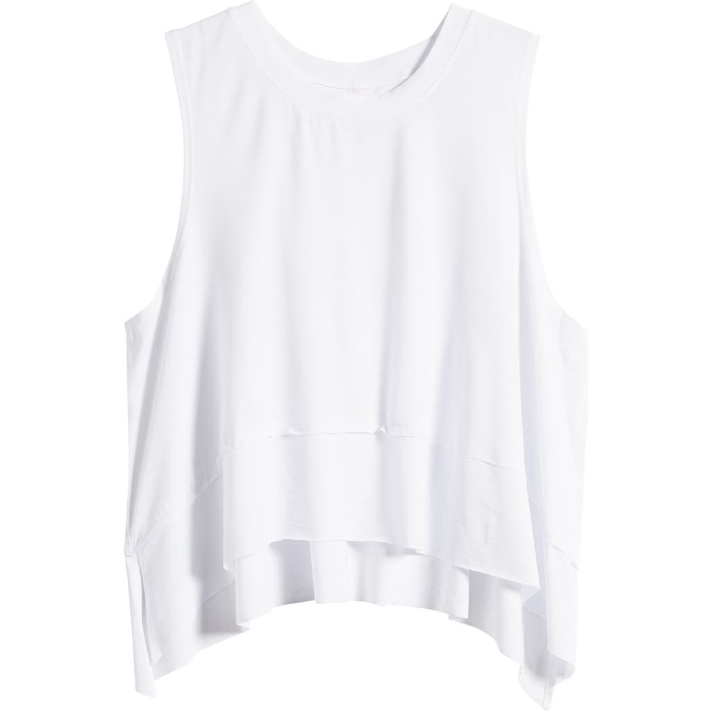 Fp Movement By Free People Tempo Asymmetric Crop Tank Top In White