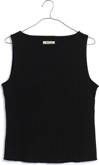 メイドウェル Madewell Boat Neck Slit Tank レディース シャツ トップス Jet Black Madewell Sleeveless Boat Neck Side Slit T-Shirt | Nordstrom