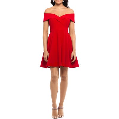 Xscape Off The Shoulder Party Dress, Red