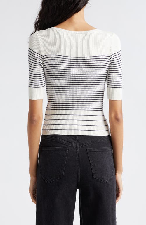 Shop Atm Anthony Thomas Melillo Stripe Cotton & Silk Sweater In Chalk/ink