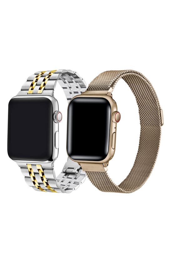 Shop The Posh Tech Assorted 2-pack 42mm Apple Watch® Watchbands In Silver / Gold