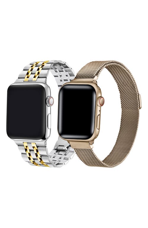 Shop The Posh Tech Assorted 2-pack 42mm Apple Watch® Watchbands In Silver/gold