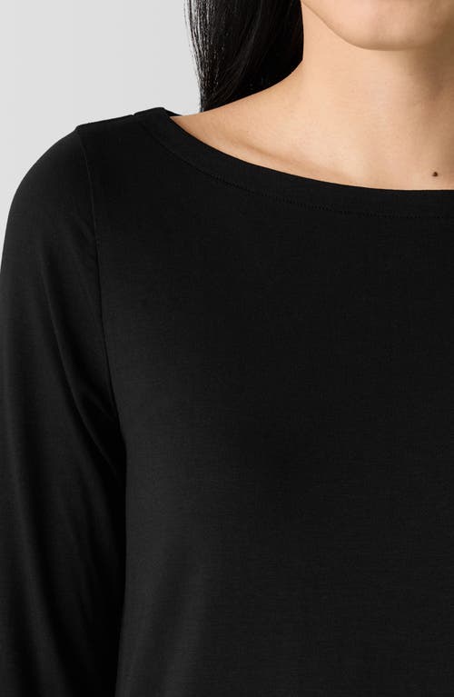 Shop Eileen Fisher Jersey Boat Neck Top In Black