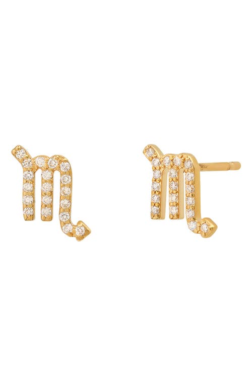 Zodiac Diamond Stud Earrings in 14K Yellow Gold - Scorpio