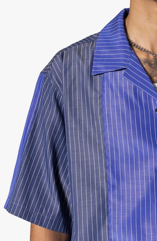 Mnml Colorblock Stripe Camp Shirt In Blue