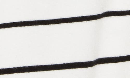 Shop T Tahari Crop Sweater Jacket In Snow Globe/black Stripe