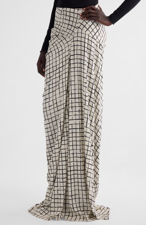 Shop Dries Van Noten Saren Grid Print Stretch Silk Skirt In White