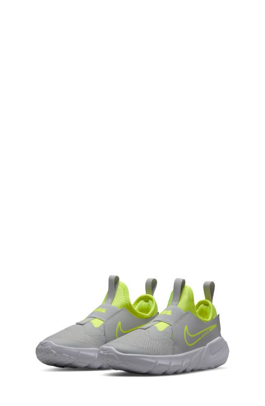 Nike Kids' Flex Runner 2 Slip-on Running Shoe In Grey Fog/ Volt/ Blue