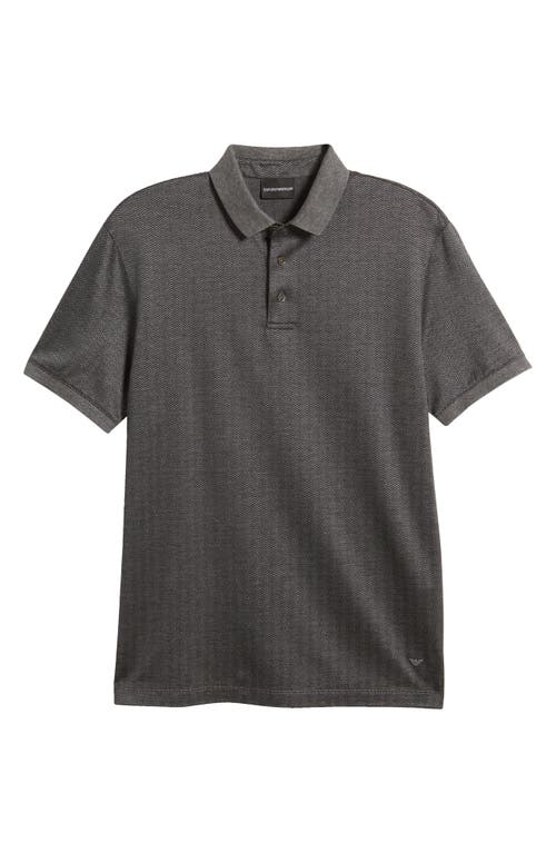 Shop Emporio Armani Herringbone Cotton Polo In Navy