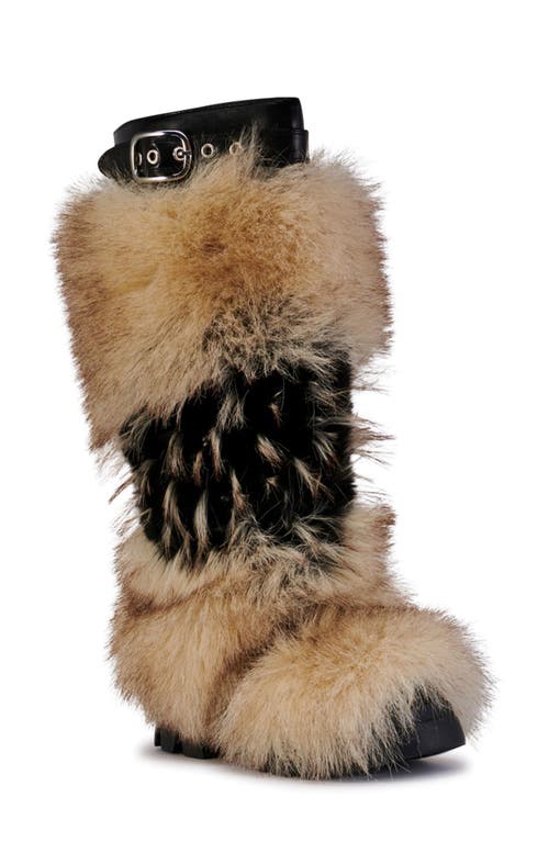 Azalea Wang Anisa Faux Fur Knee High Boot In Brown