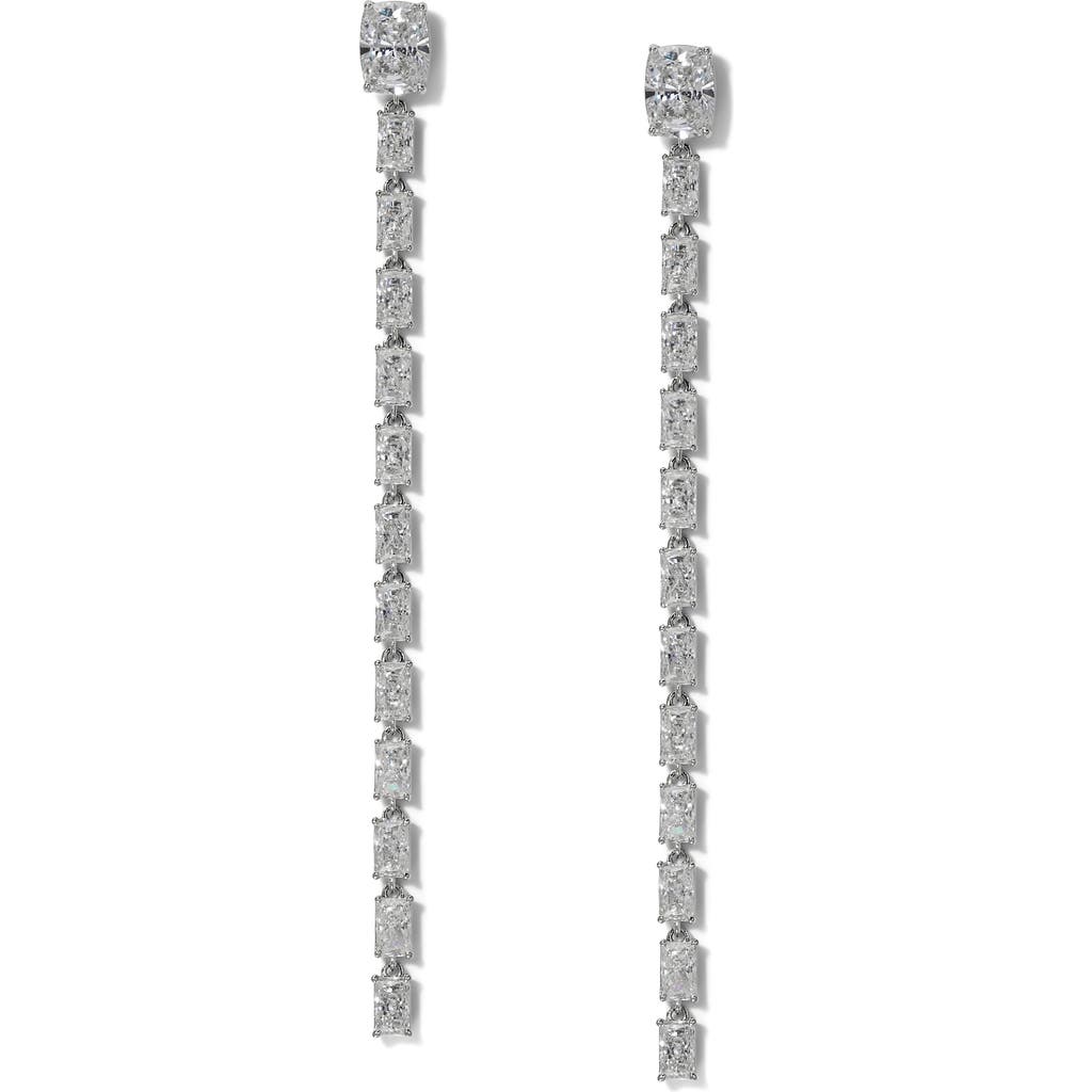 Nadri Northern Lights Cubic Zirconia Linear Drop Earrings in Rhodium