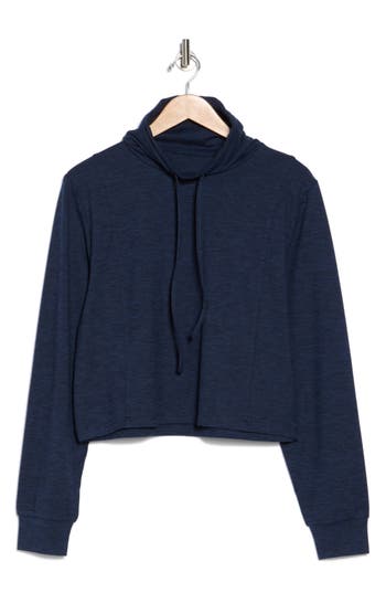 X By Gottex Funnel Neck Heather Top In Navy