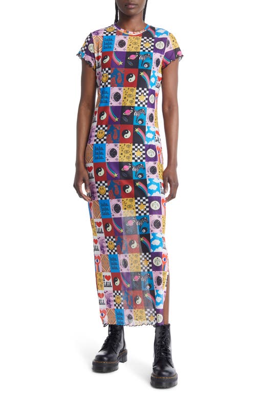 Patchwork Print Mesh Dress in Lala World