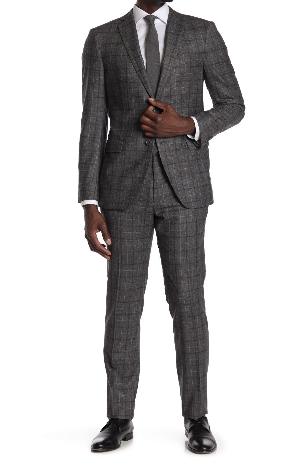 John Varvatos Collection Charcoal Plaid Two Button Notch Lapel Wool Tailored Fit Suit Nordstrom Rack