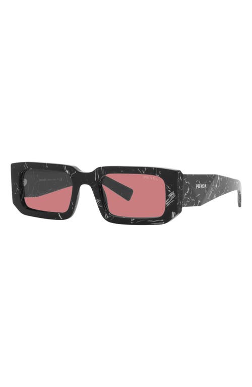 Shop Prada 53mm Rectangular Sunglasses In Abstract Black/white/red