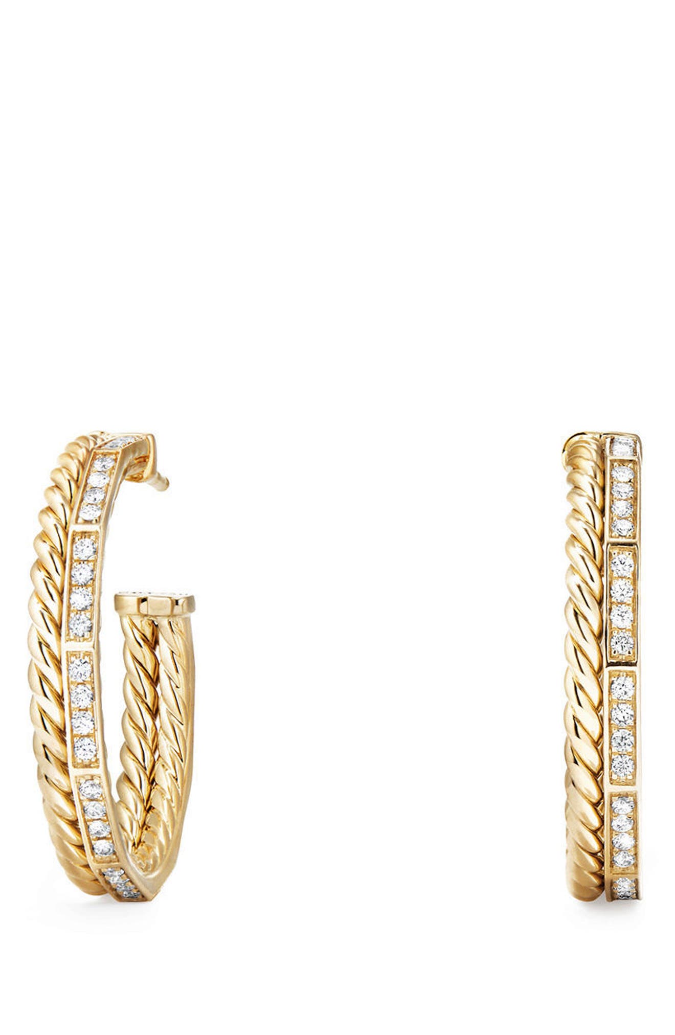 David Yurman Stax Hoop Earrings with Diamonds in 18k Gold Nordstrom