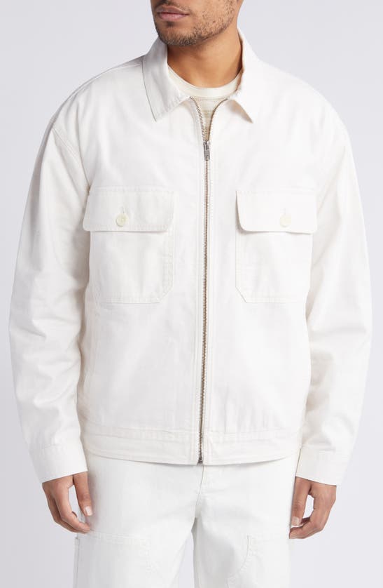 Shop Treasure & Bond Utility Cotton Twill Bomber Jacket In Ivory Egret