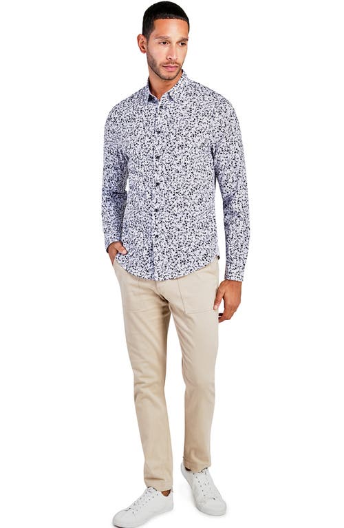 Brooklyn Brigade Mini Floral Recycled 4-way Stretch Performance Long Sleeve Shirt In White