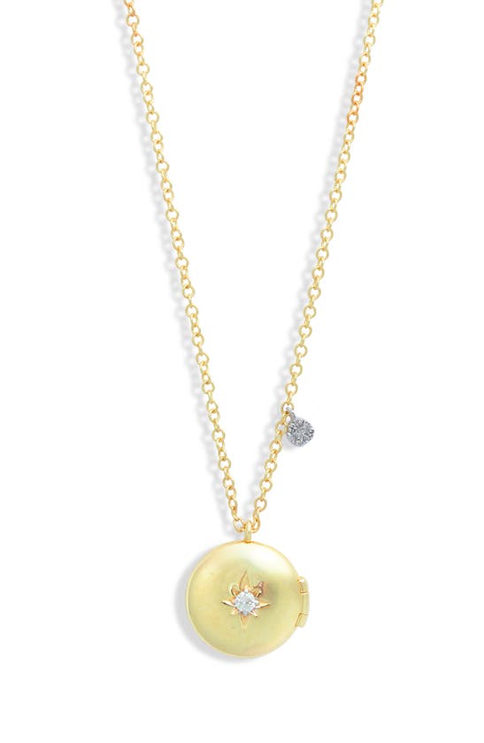 Shop Meira T Diamond Starburst Locket Necklace In Two Toned Yellow Gold
