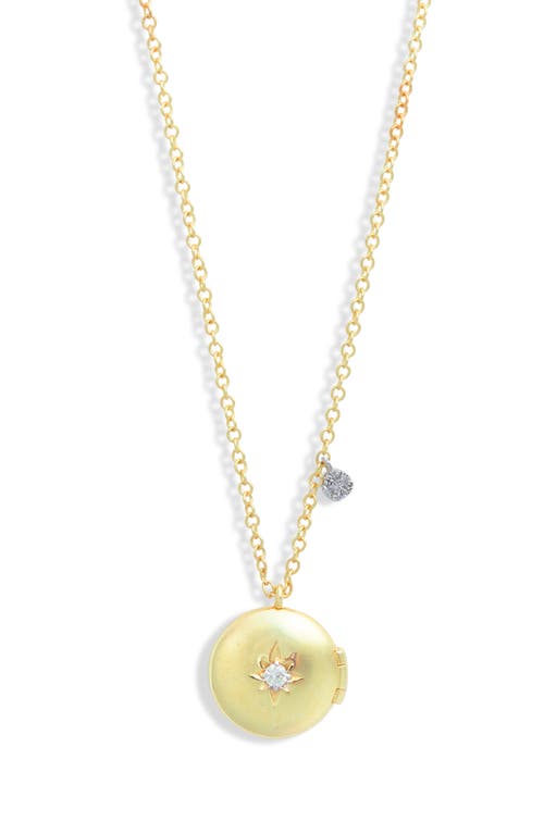 Diamond Starburst Locket Necklace in Two Toned Yellow Gold