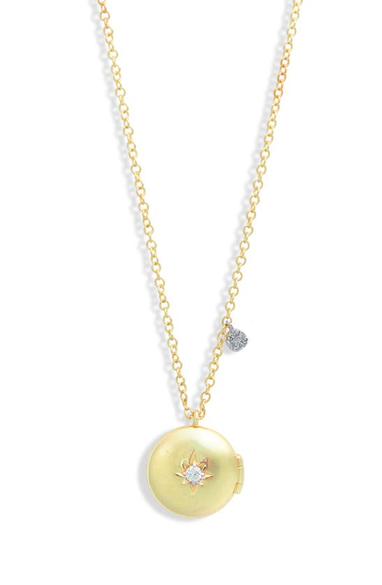 Meira T 14k White & Yellow Gold Diamond Round Locket Pendant Necklace, 16-18 In Two Toned Yellow Gold