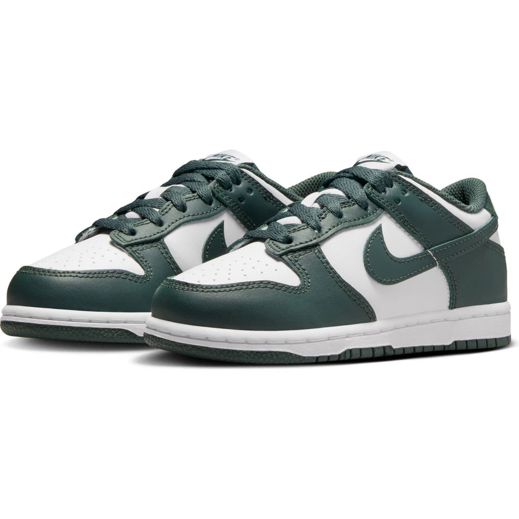 Nike Big Kids Green & White Dunk Low Sneakers In White/vintage Green/white