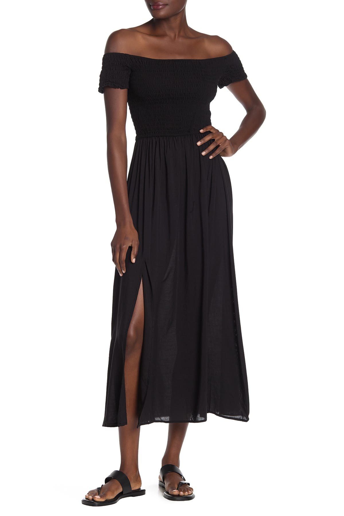 Cotton Emporium OfftheShoulder Smocked Midi Dress Nordstrom Rack