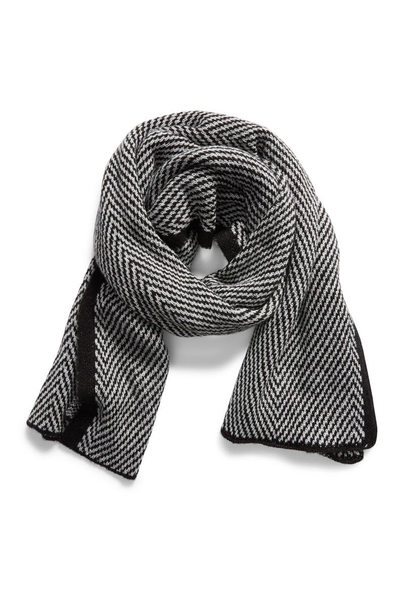 TREASURE & BOND Herringbone Scarf, Alternate, color, BLACK COMBO