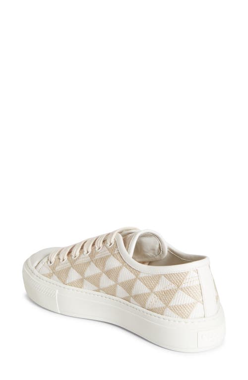 Shop Prada Triangle Jacquard Low Top Sneaker In Beige/white