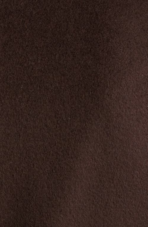 Via Spiga Belted Wool Blend Coat With Faux Fur Trim In Chocolate