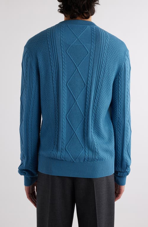 Shop Givenchy Mixed Stitch Cotton Crewneck Sweater In Steel Blue