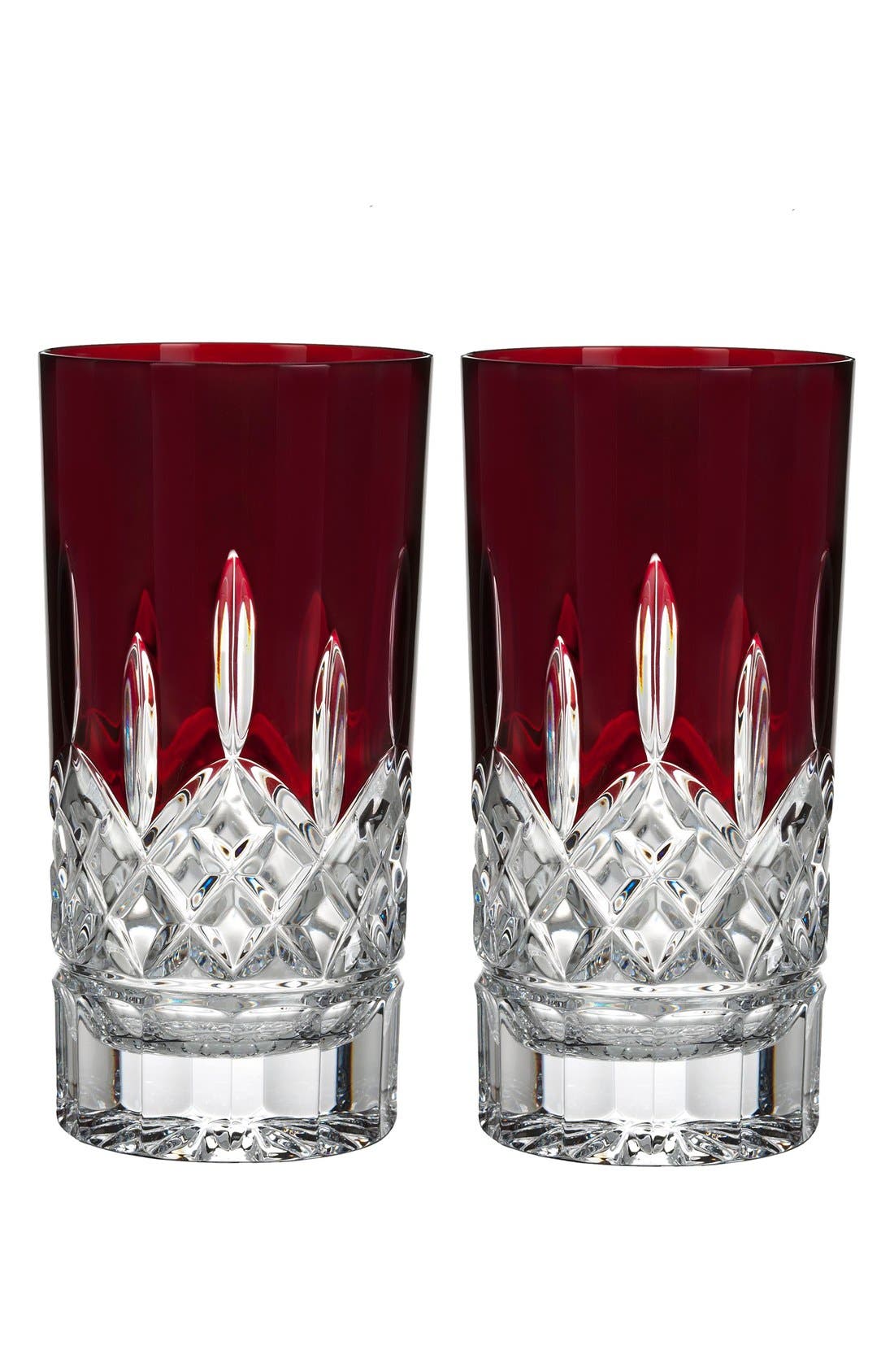Waterford 'Lismore Red' Lead Crystal Highball Glasses (Set of 2
